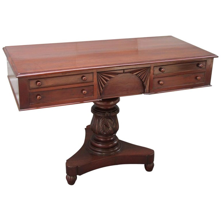 Early 19th Century Caribbean Regency Mahogany Pedestal Serving Table For Sale