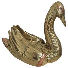Mid-Century Brass Sculpture Swan Attributed to Sergio Bustamante