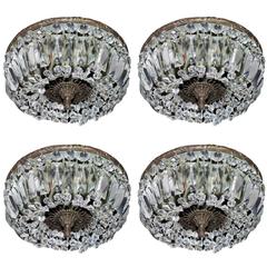 Beautiful Set of Four Flushing Crystal Lights