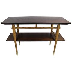 Two-Tier Teak and Ash Hall or Console Table by Lane