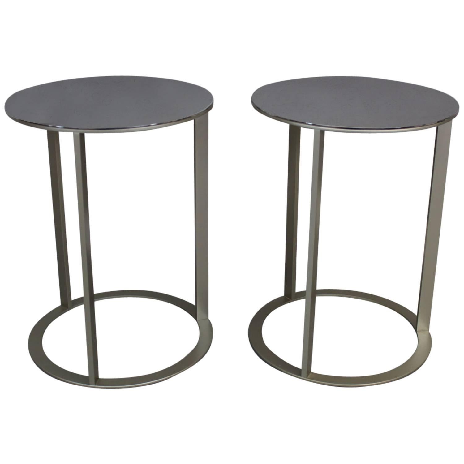 Polished Stainless Steel Table Pair by Antonio Citterio