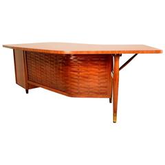 Retro Mid-Century Modern Boomerang Desk in Walnut Wood