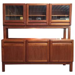 Danish Modern Credenza with Vitrine in Teak