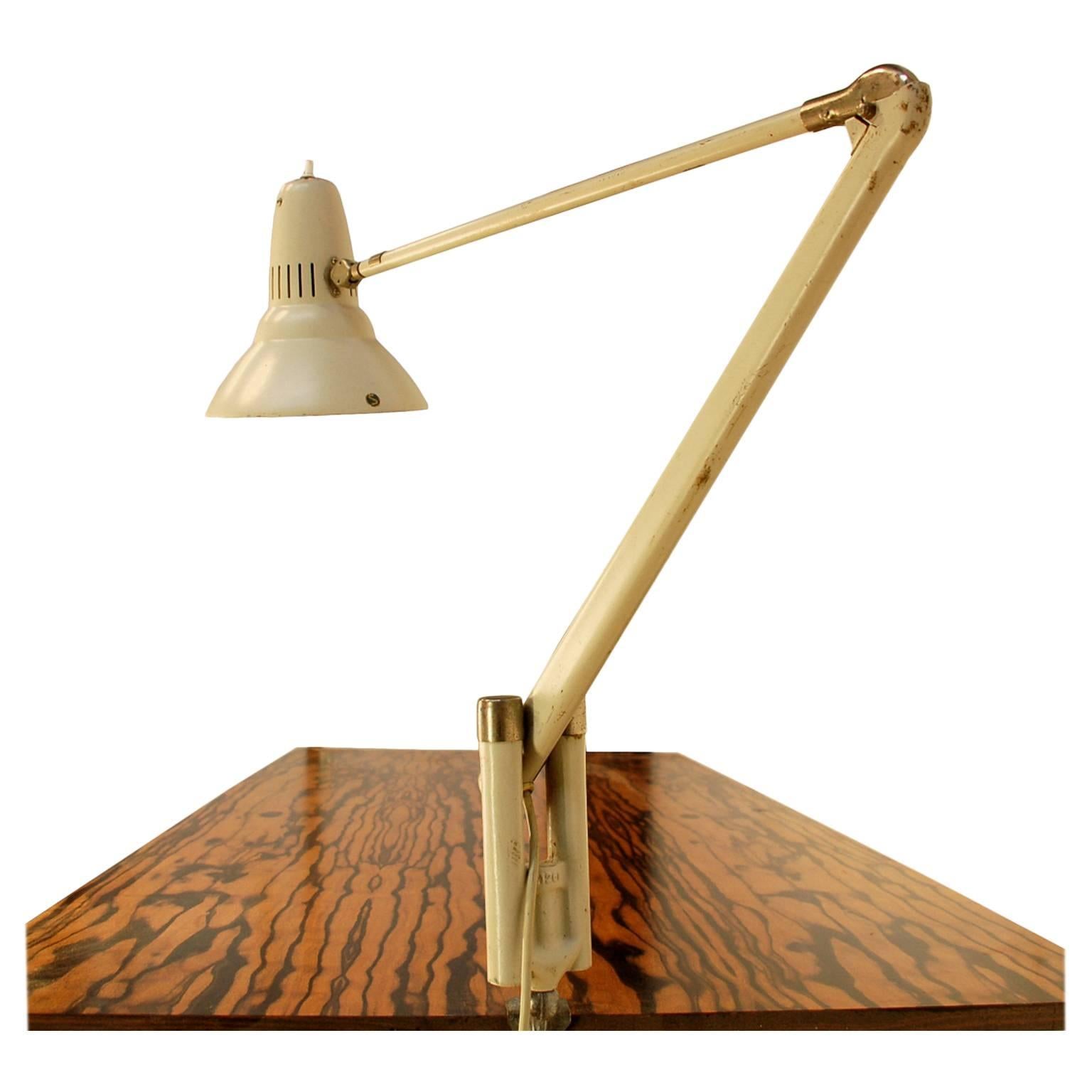 Swedish 1950s Articulating Clamp-On Desk Lamp by ASEA For Sale