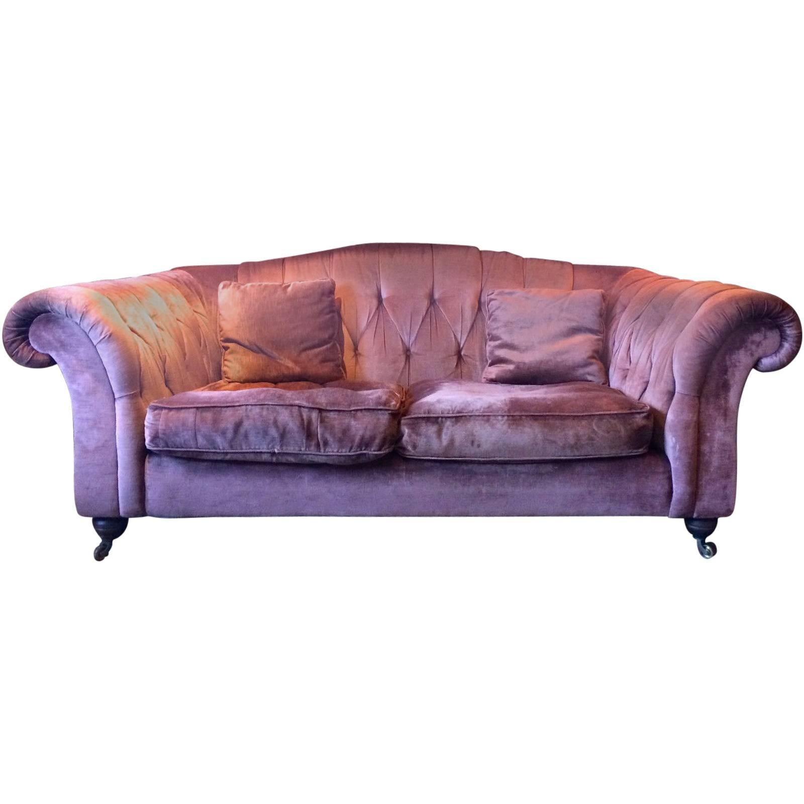 Liberty & Co Chesterfield Sofa Antique Style Button Back Velvet Casters