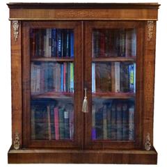 Antique Bookcase Display Cabinet, Victorian Walnut, 19th Century Antique Bookcase Display Cabinet, Victorian Walnut, 19th Century