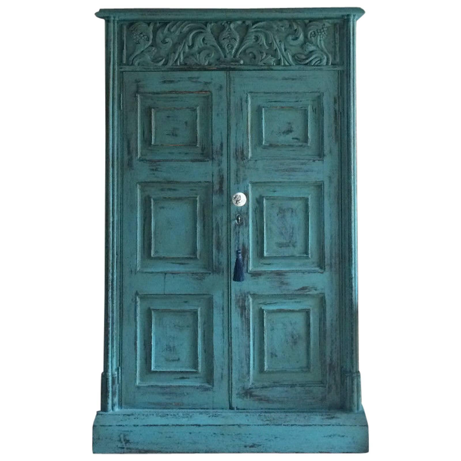 Antique Hall Bathroom Cupboard 19th Century Victorian Carved Two-Door