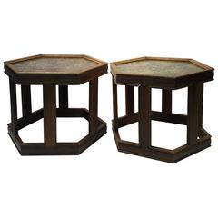 Sensational Pair of John Keal for Brown Saltman Hexagonal Tables