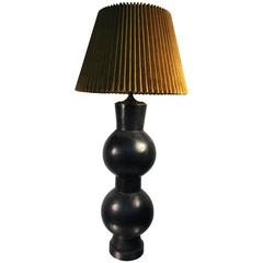 Modern Black Pottery Table Lamp Signed Marco, circa 1970