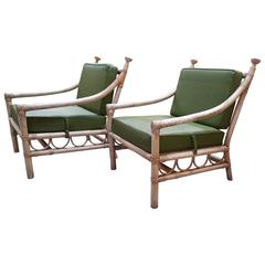 Rattan Lounge Chairs by Willow & Reed in the manner of Tommi Parzinger