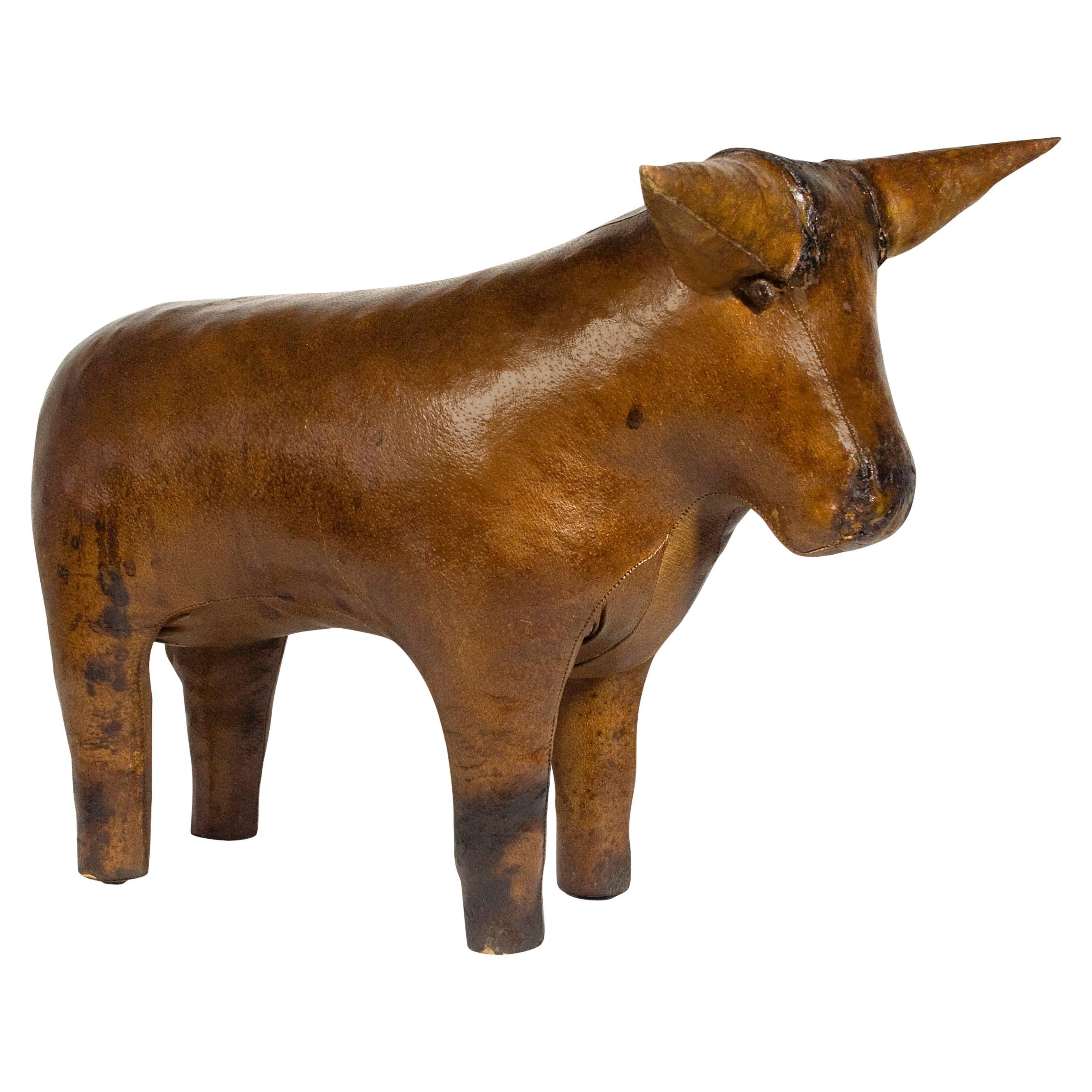 Rare Abercrombie and Fitch Leather Bull Sculpture, England, circa 1970