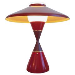 Extremely Rare Danish Holm Sorensen Teak, Metal and Opalic Glass Table Lamp