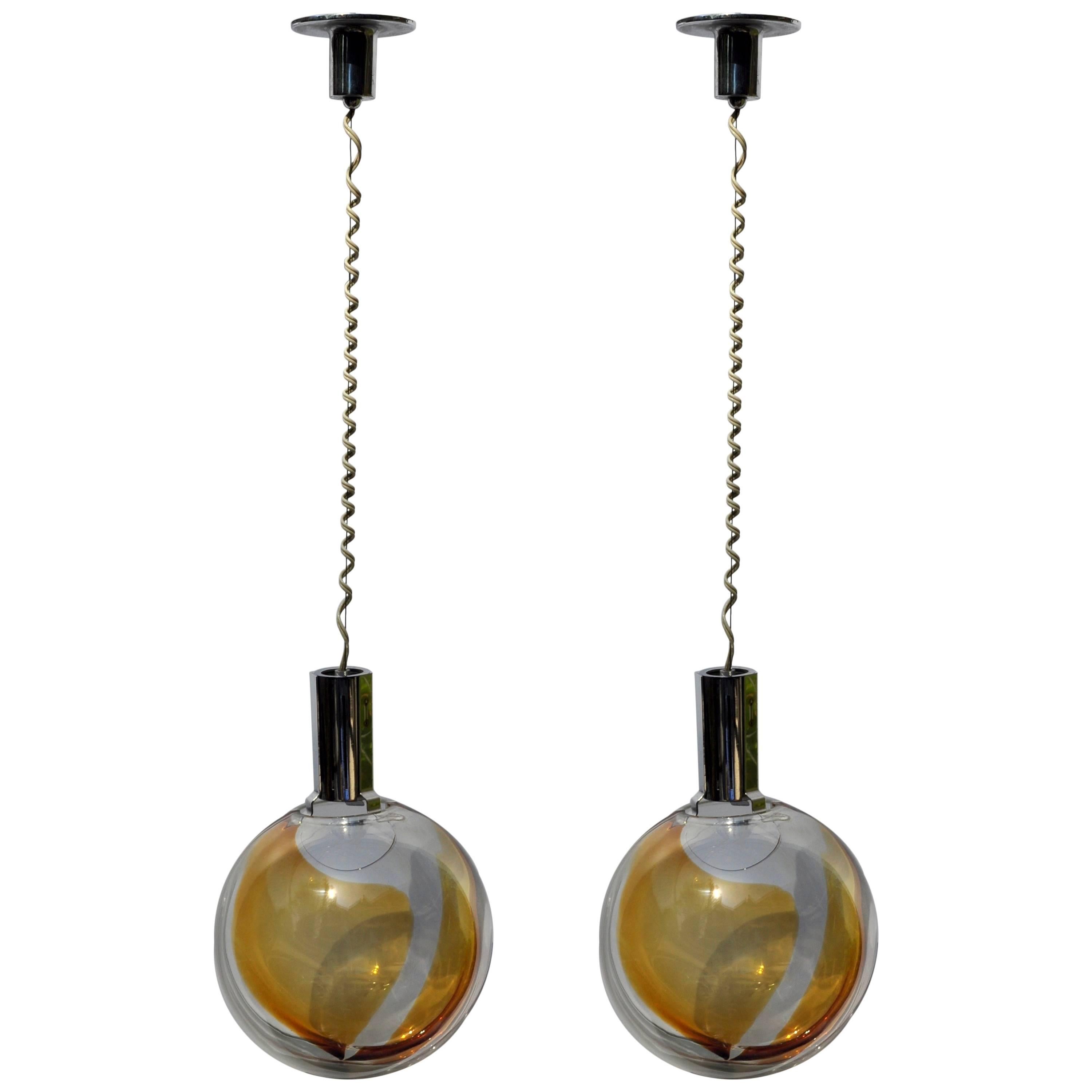 Pair of Toni Zuccheri Pendants, Italy, 1970s For Sale