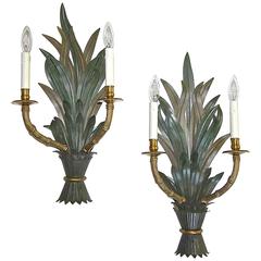 Bagues Style Faux Bamboo Tole Wall Sconces