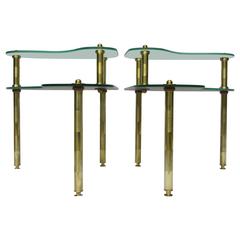 Pair of Chased Brass and Mirrored Glass End Tables from Semon Bache, 1959 9