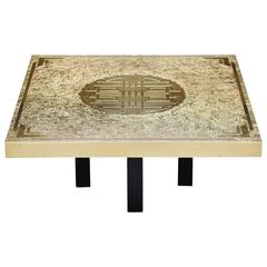 Elias Segura Etched Brass Coffee Table, Belgium, 1991 3