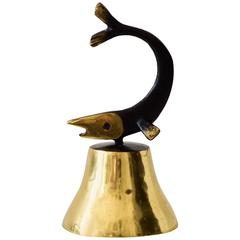 Retro Charming Austrian Dinner Bell, Displaying a Fish by Walter Bosse