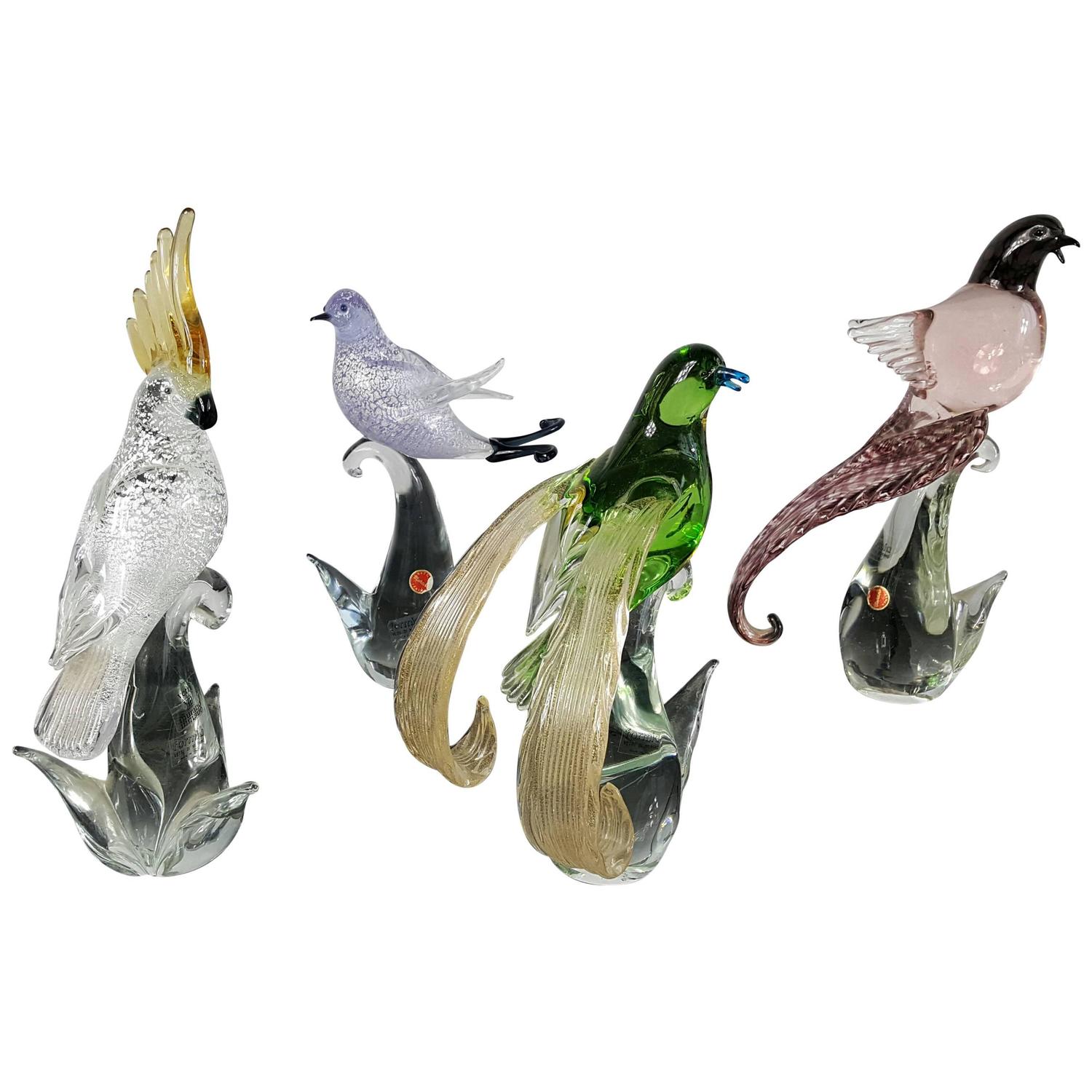 Murano Glass Bird Collection 'Four' Formia, Vetri Di Murano at 1stdibs