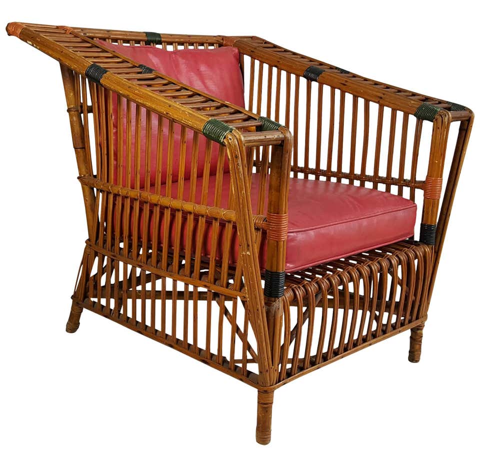Unusual Art Deco Stick Wicker, Split Reed Arm Chair, Ypsilanti Reed at ...