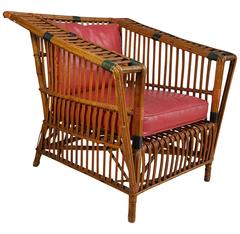 Unusual Art Deco Stick Wicker, Split Reed Arm Chair, Ypsilanti Reed