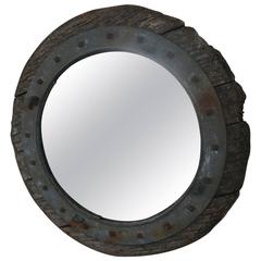 19th Century Wooden Ship's Porthole Mirror