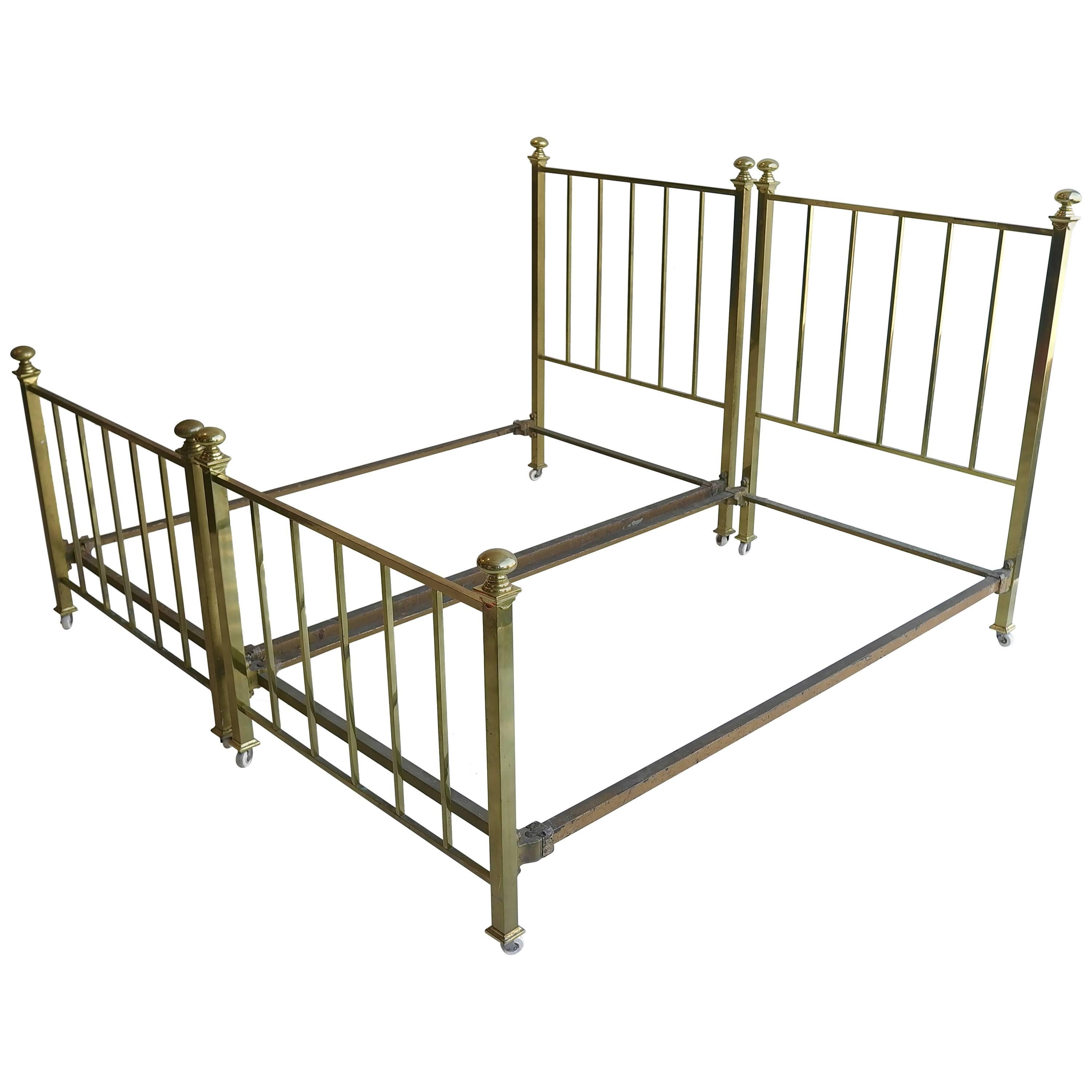 Pair of Early 20th Century Brass double Bed For Sale
