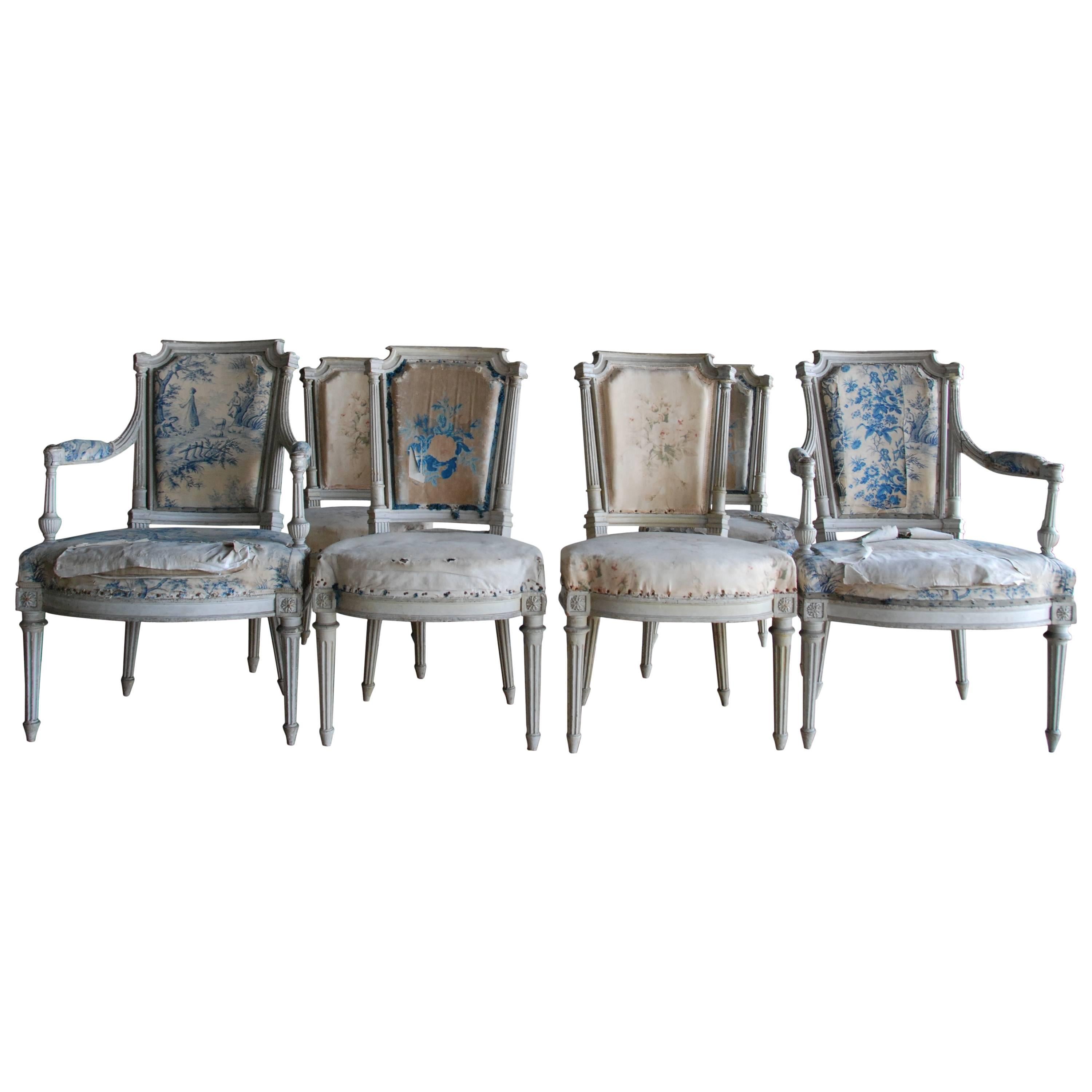  Set of Six French Period Louis XVI Chairs Attributed to Georges Jacob