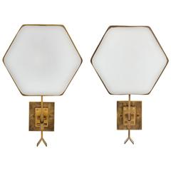 Four Hexagonal Sconces by Stilnovo