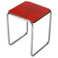 Vintage Czech Bauhaus Tubular Steel Stool