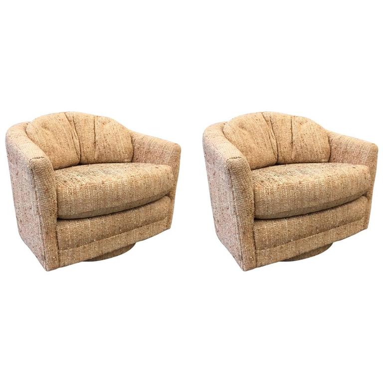 Pair Of Swivel Lounge Chairs By Maurice Villency At 1stdibs