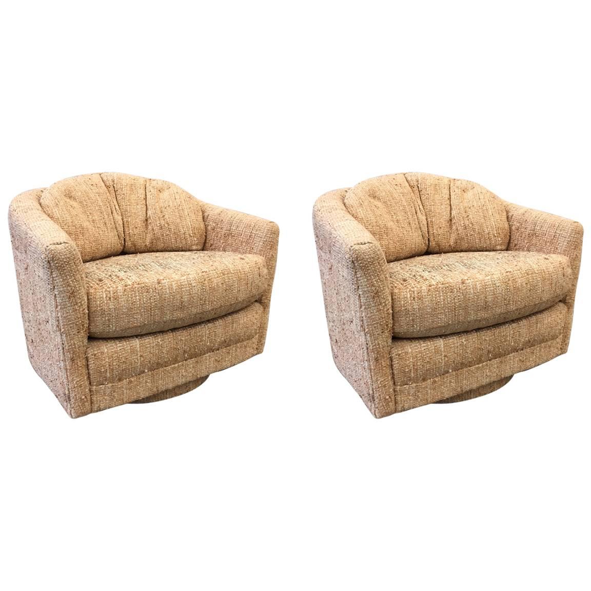 Pair of Swivel Lounge Chairs by Maurice Villency