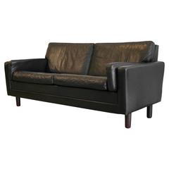 Vintage Danish Black Leather Sofa Vintage Danish Black Leather Sofa