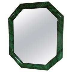 Glamorous 1980s Custom-Made Faux Malachite Octagon Mirror