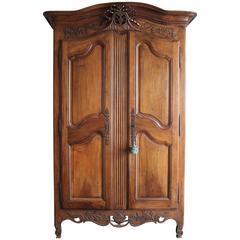 18th Century Antique French Louis XV Provençal Hand Carved Armoire