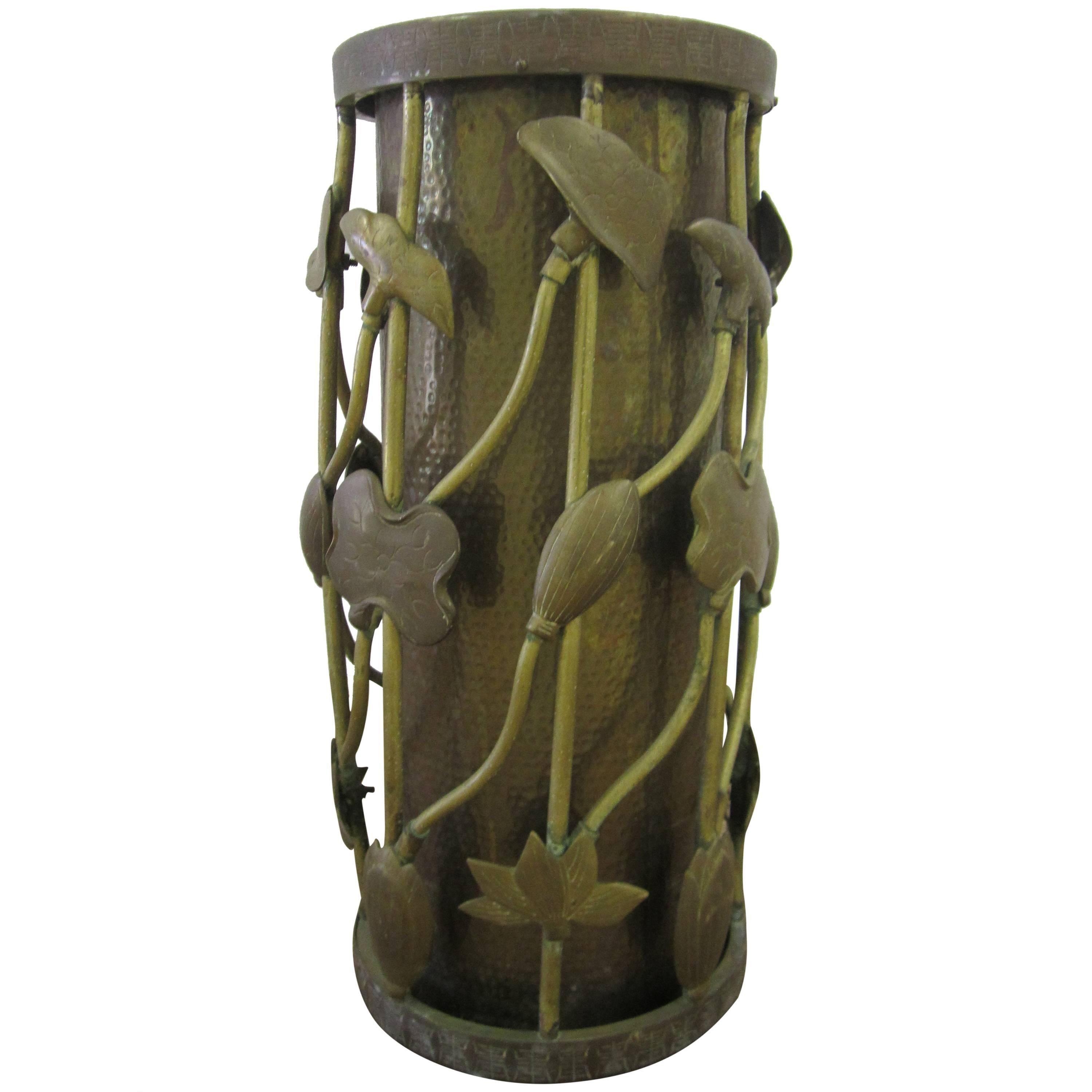 Brass Umbrella Stand in the Art Nouveau or Organic Modern Style