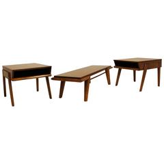 Vintage John Keal for Brown Saltman Pair of End Tables and Coffee Table