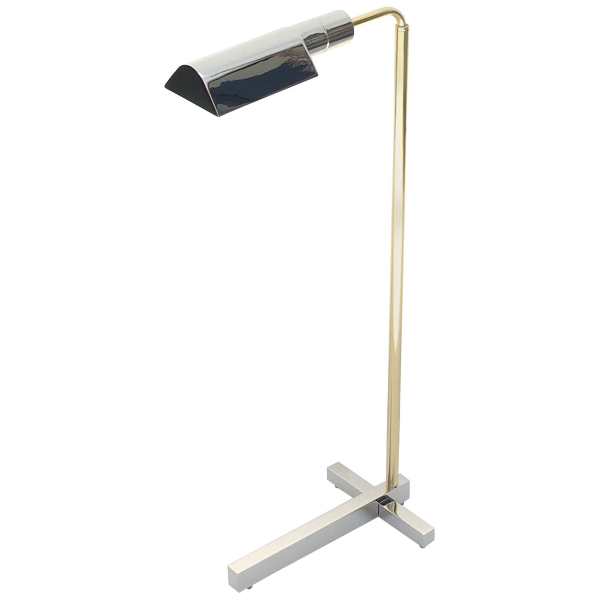 Nickel and Brass Adjustable Floor Lamp by Casella
