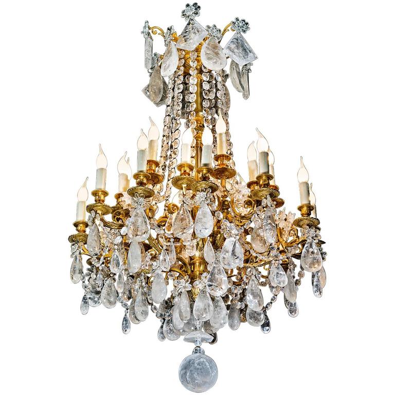 Rock Crystal and Gilt Bronze Chandelier For Sale at 1stdibs