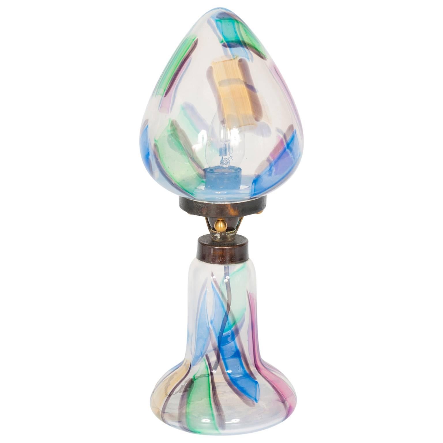 Italian Murano Glass Table Lamp in Opaline, Venini, circa 1950s