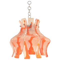 1970s Italian Red Murano Glass & Chrome Chain Pendant Lamp by Mazzega 10