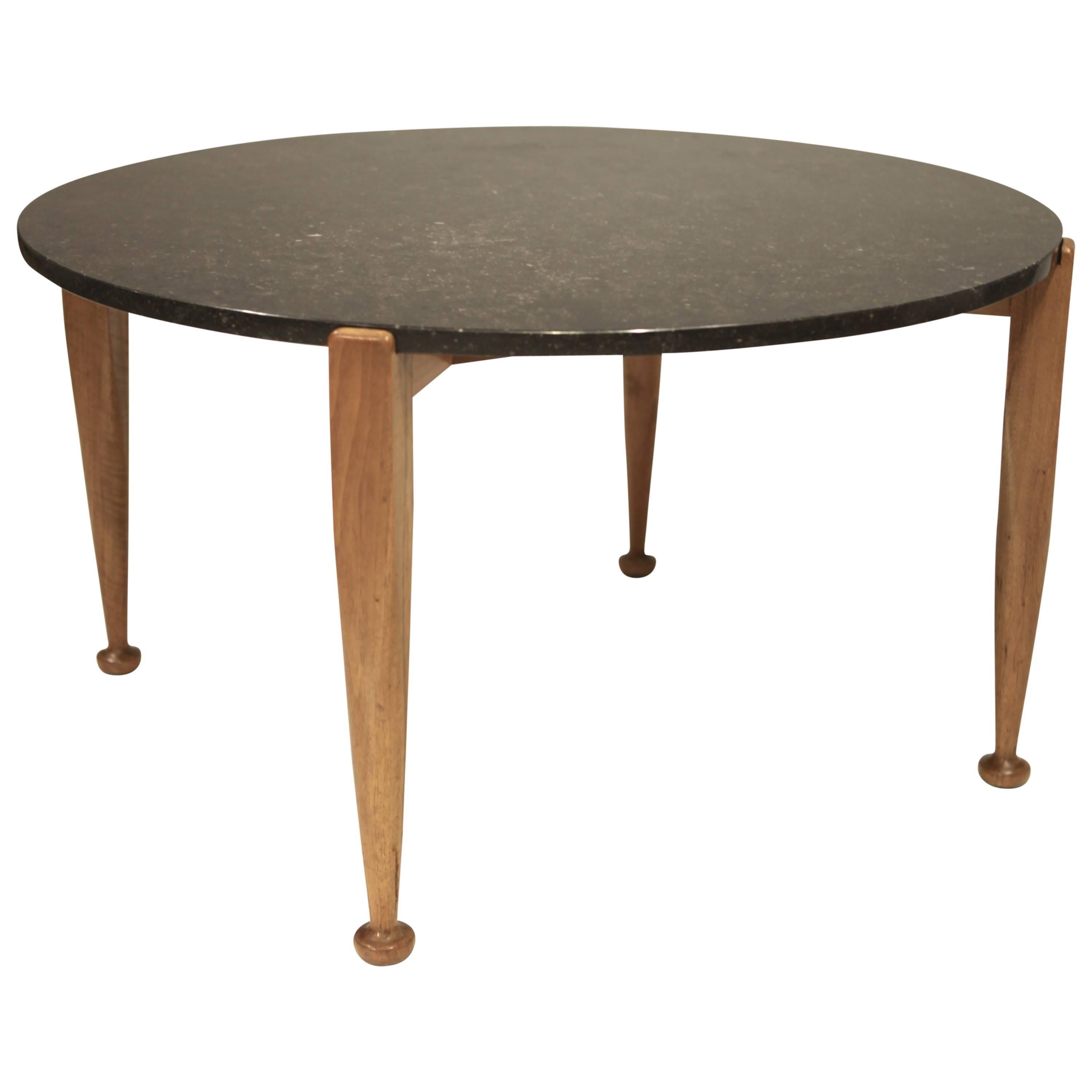 Josef Frank Coffee Table in Black Marble and Walnut, 1950 For Sale