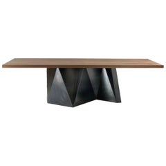 Table Mountain with Walnut Top and Matt Transparent Lacquered Iron 