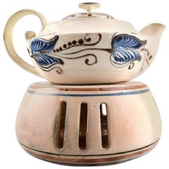 Kähler, Denmark, Glazed Stoneware Teapot with Heater for Tea Lights