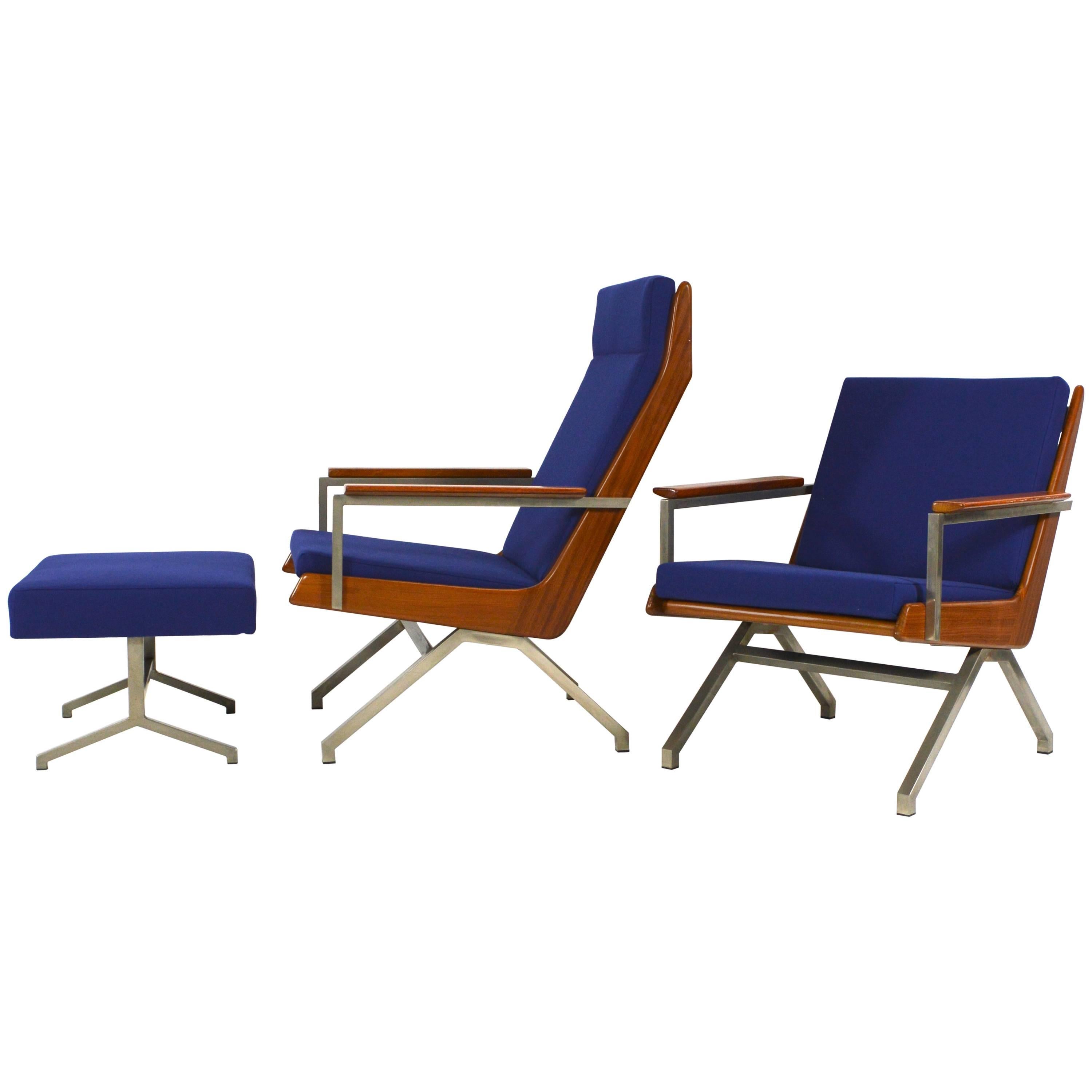 Exclusive Rob Parry 'Lotus' Lounge Chairs with Ottoman in Rosewood