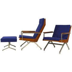 Vintage Exclusive Rob Parry 'Lotus' Lounge Chairs with Ottoman in Rosewood