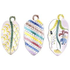 Three Large Unique Hand-Painted Platters, Stig Lindberg, Gustavsberg Studio 6