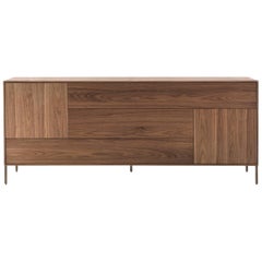Sideboard Barbara in Massive Natural Walnut with Three Drawers and Two Doors