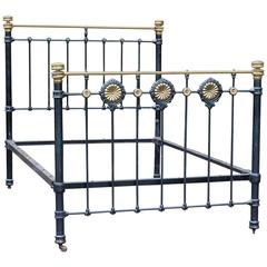 Brass and Iron Victorian Bed in Black