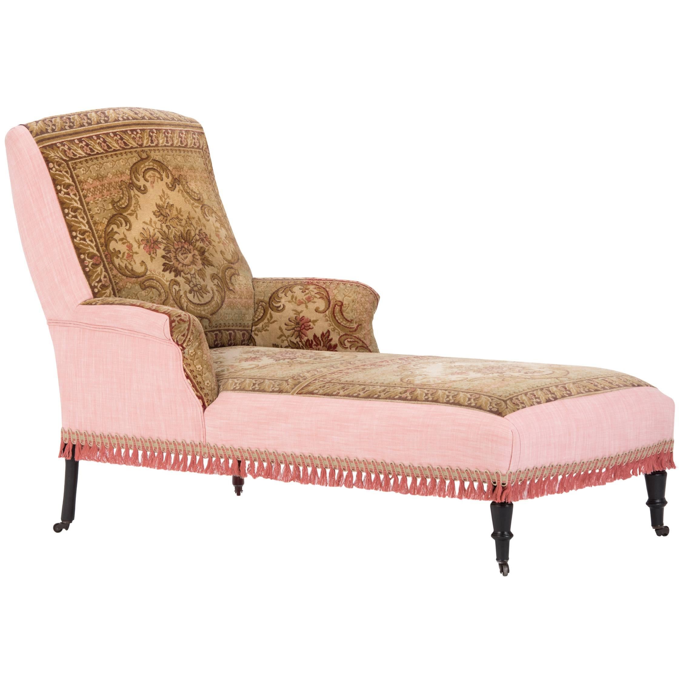 The Unique and Rare Late 19th Century French Tapestry Faced Chaise Longue. For Sale