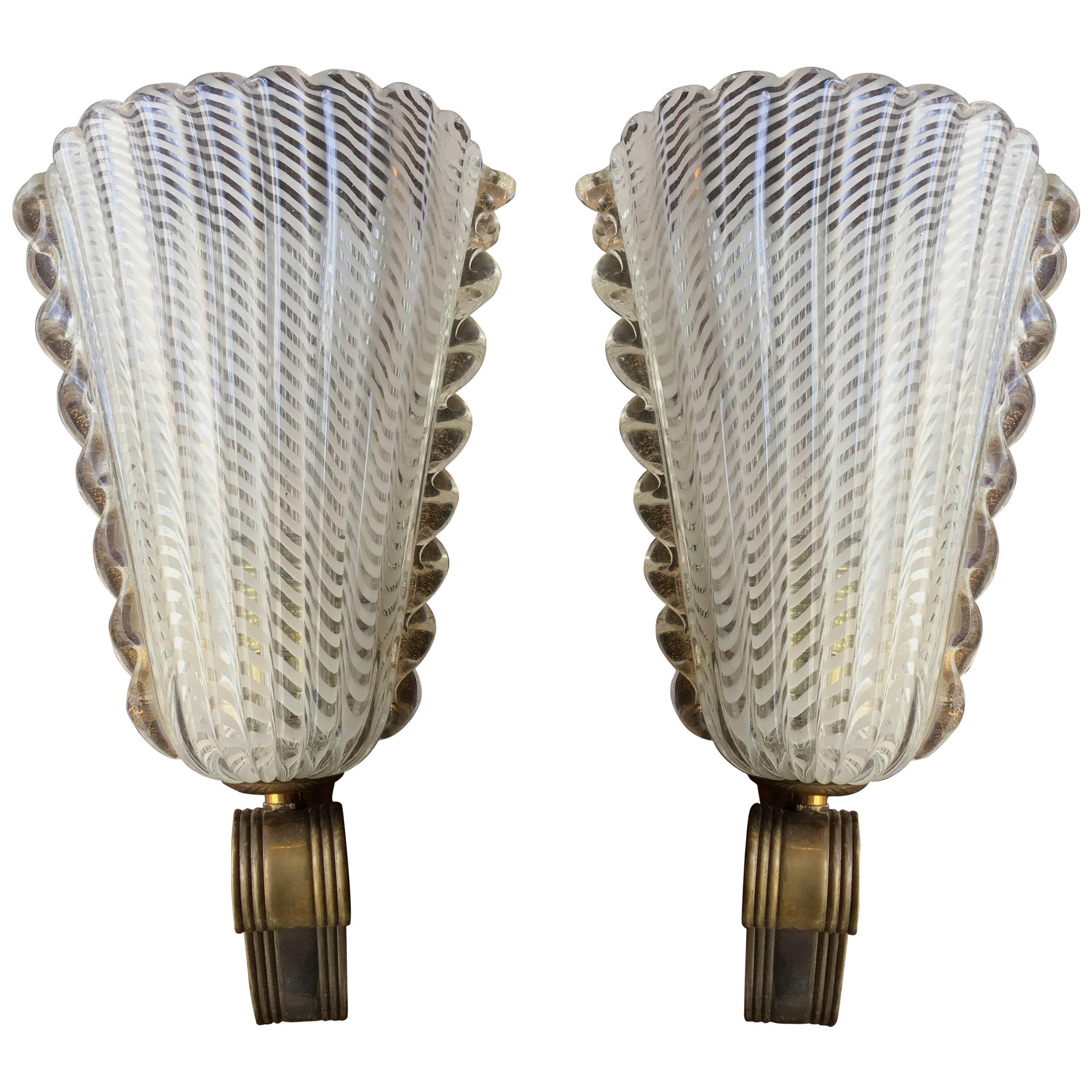 Pair of Murano Sconces by Barovier & Toso, 1940s
